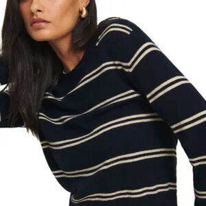Reformation Dana Recycled Cashmere Blend Sweater in Navy Stripe - Size Large